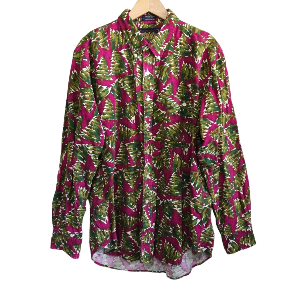 Ralph Lauren Chaps Vintage Flannel Tree Button Down Shirt